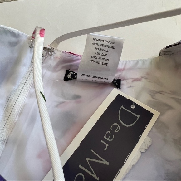 DEAR MOON Spaghetti Strap V-Neck Floral Print Strappy Back Fit & Flare Dress NWT - Picture 10 of 14